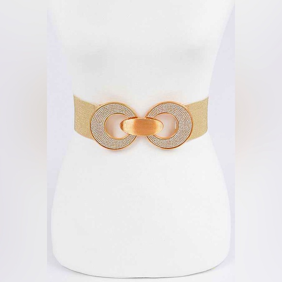 Gold Rhinestone Elastic Corset Waist Bet - Picture 4 of 8